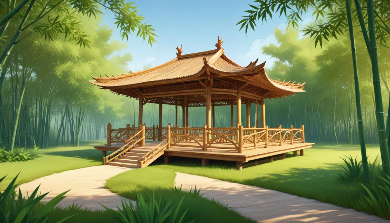 Parques com estruturas de bambu