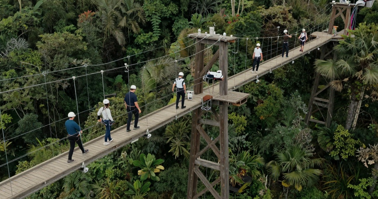 Atividades radicais em parques de corda