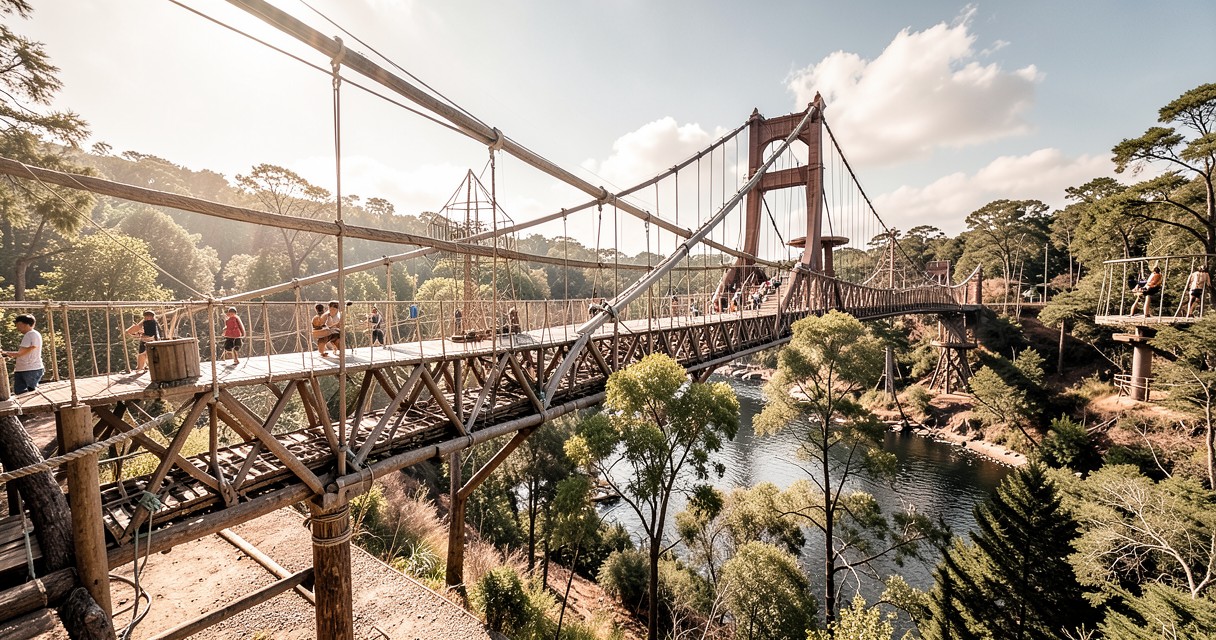 Pontes suspensas em parques radicais